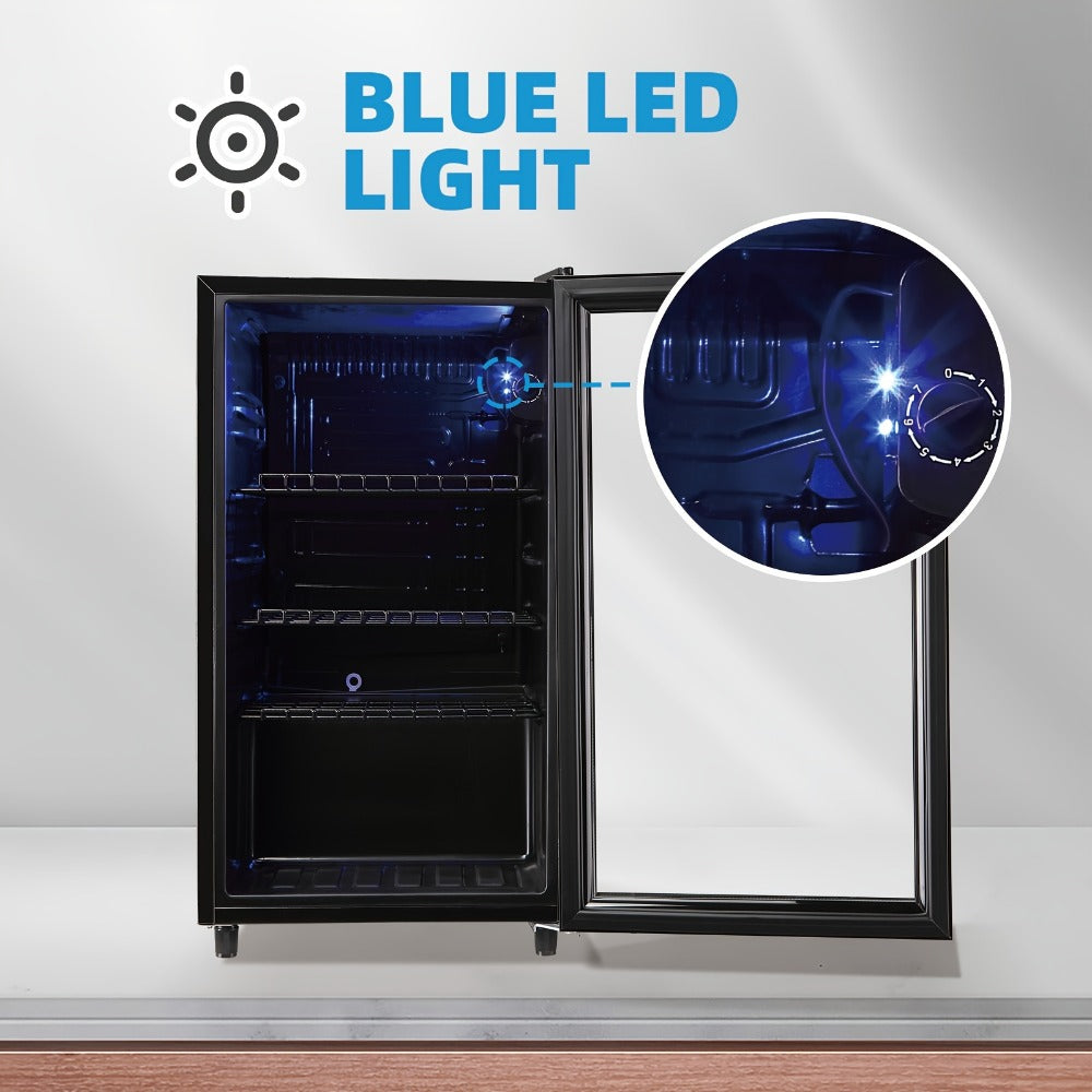Beverage Refrigerator with Glass Door ¨C Mini Fridge 2.0/3.5/4.0 Cu Ft, LED Lights, Adjustable Shelves, R600a Cooling for Beer, Wine & Drinks, Home, Office & Bar