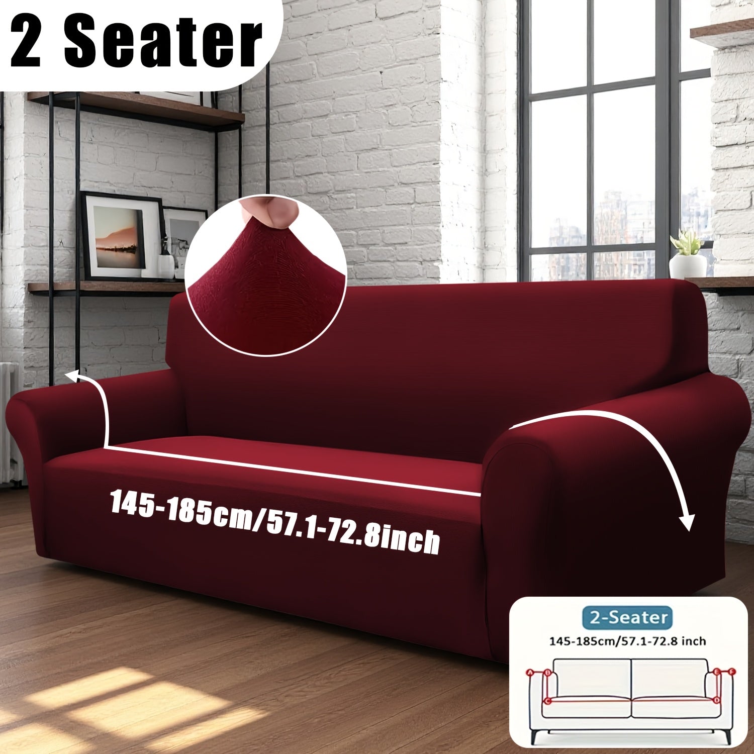 Stretch Sofa Cover Elastic Band | Milk Fiber Fabric Slipcover, Machine Washable Polyester Spandex, 1 to 4 Seater Armchair Couch Cover, Red Gray Blue Black Coffee, Home Decor