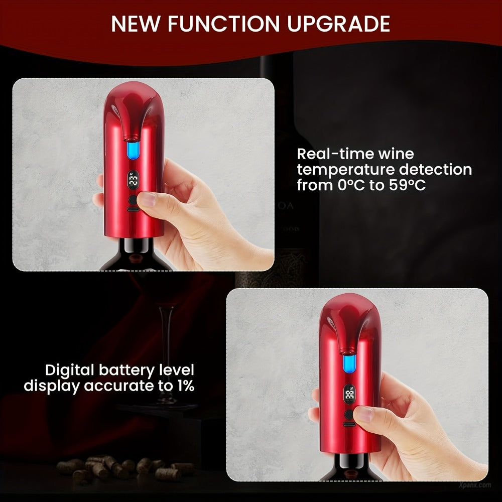 Electric Wine Aerator Decanter Dispenser Set 3-in-1, USB Rechargeable Automatic Wine Pourer with Wine Opener & Stopper, Gift for Wine Lovers