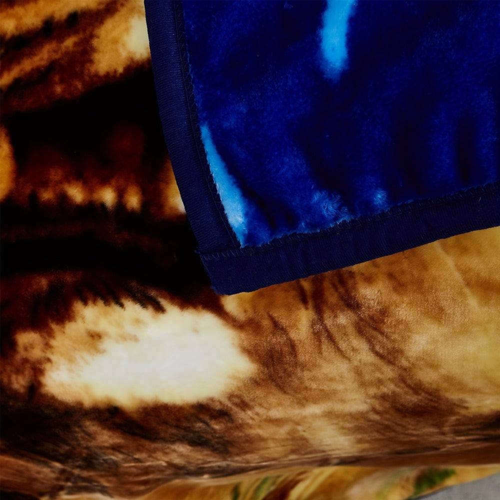 Reversible Plush Blanket 2-Ply 520GSM Milk Velvet - Soft Warm Queen King Size Blanket with Vibrant Animal & Floral Designs, All-Season Bed Couch Throw