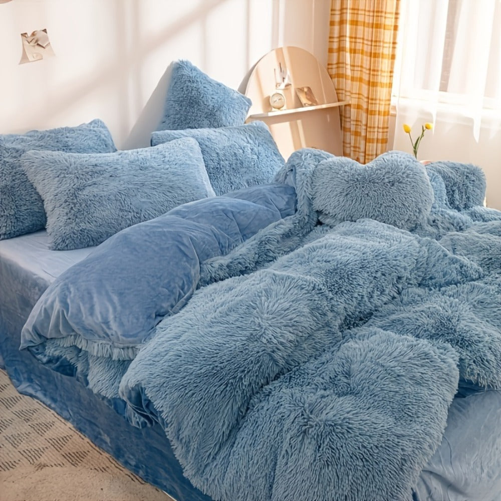 Plush Duvet Cover 100% Polyester Soft Warm Zipper Closure Cozy Bedroom Bedding Twin Full Queen King Solid Tie Dye 14 Colors for Bedroom Guest Room Dorm