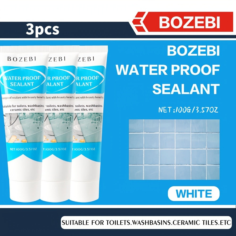 Waterproof Tile Grout Sealant Gap Filler for Kitchen & Bathroom ¨C Odorless Strong Adhesive Tile Refill Agent for Sink Floor Wall Cracks, White 100g (3-Pack)