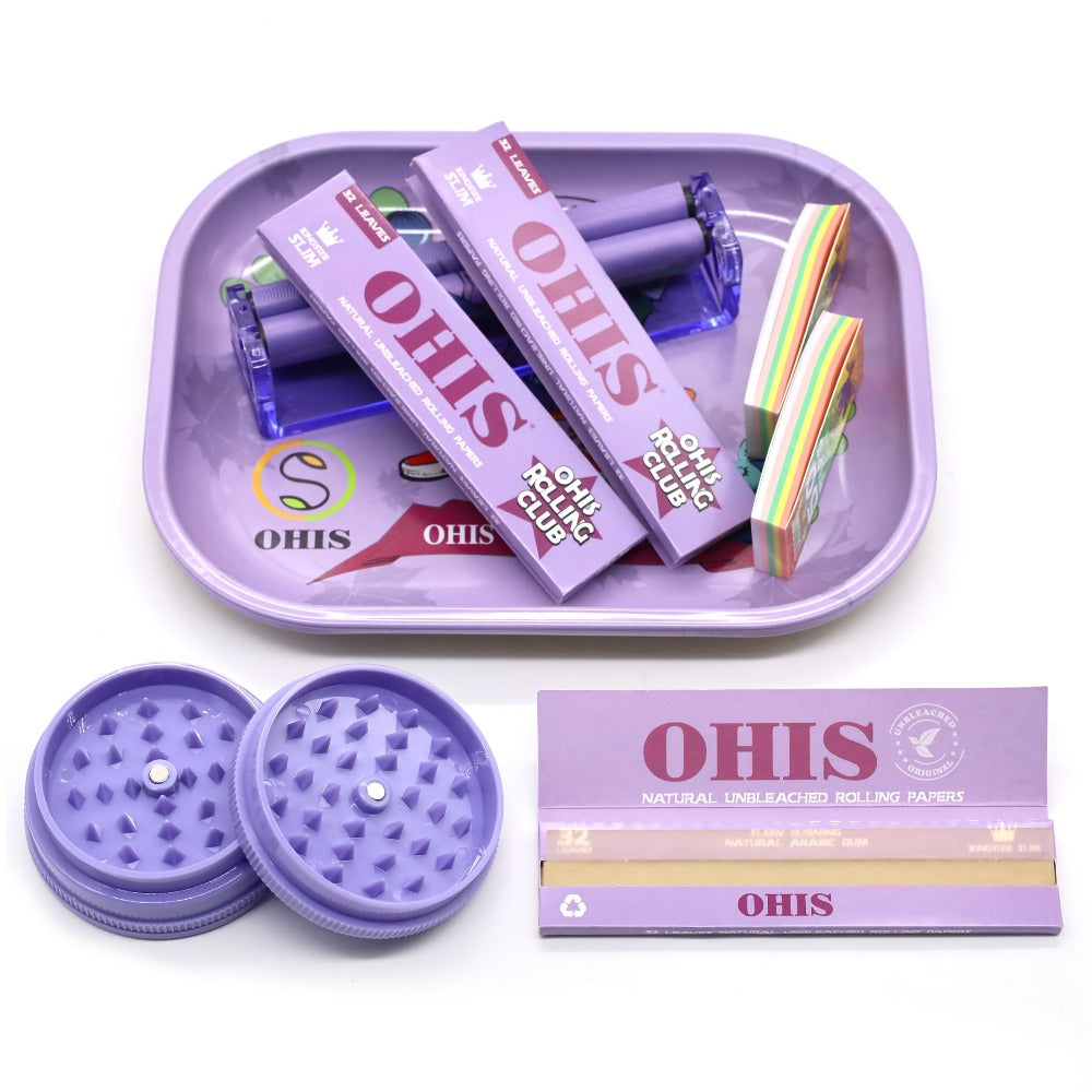 Rolling Tray Set with Grinder Rolling Papers Filter Tips Cigarette Maker - Complete Smoking Accessories Kit Gift Set for Valentine's Day