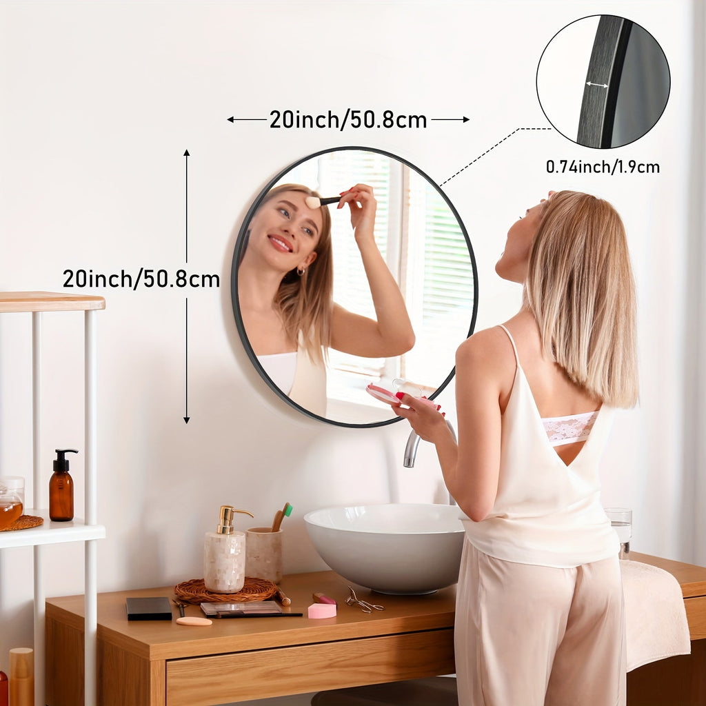 Round Wall Mirror Aluminum Alloy Frame ¨C Modern Circle Mirror for Bedroom, Bathroom & Living Room, Tempered Glass, Black & Gold, 20in 28in 30in 36in
