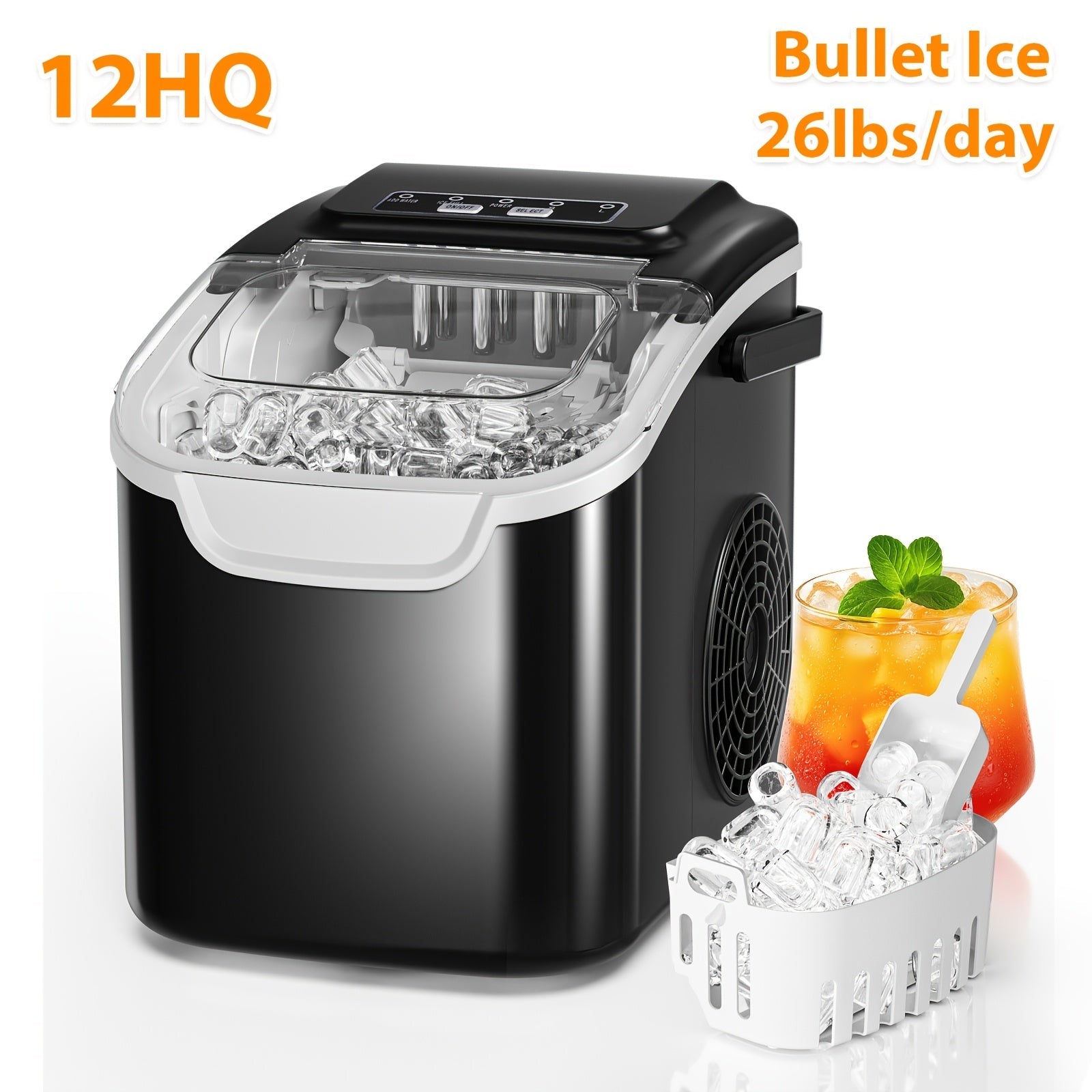 Ice Maker Machine ¨C Nugget Ice & Bullet Ice Countertop, 26-35 Lbs Daily, One-Button Operation, Self-Cleaning, Portable Ice Maker with Ice Scoop for Home, Kitchen & Office