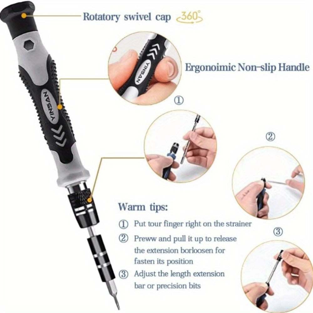 Precision Screwdriver Bit Set 30/51/55-in-1 with Case, Mini Magnetic Repair Tool Kit for iPhone, Laptop, PC, Watch, Glasses & Electronics, Multi-Size Phillips Torx Hex Slotted Screwdriver Set