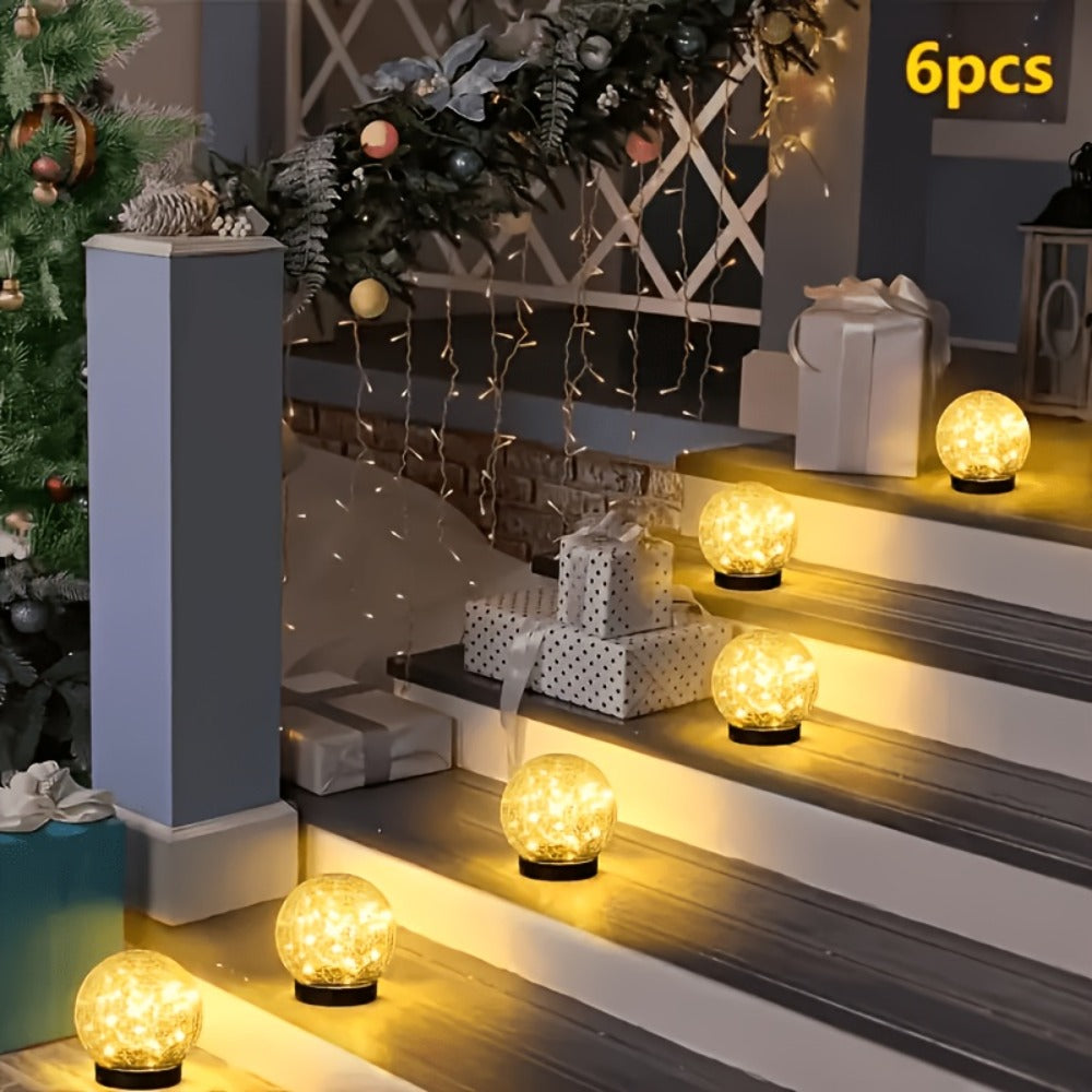 Solar Garden Lights Cracked Glass Ball ¨C LED Outdoor Decorative Solar Lawn Lights IP44 Waterproof with Ground Stake for Garden, Yard, Pathway & Lawn ¨C Set of 2 or 4