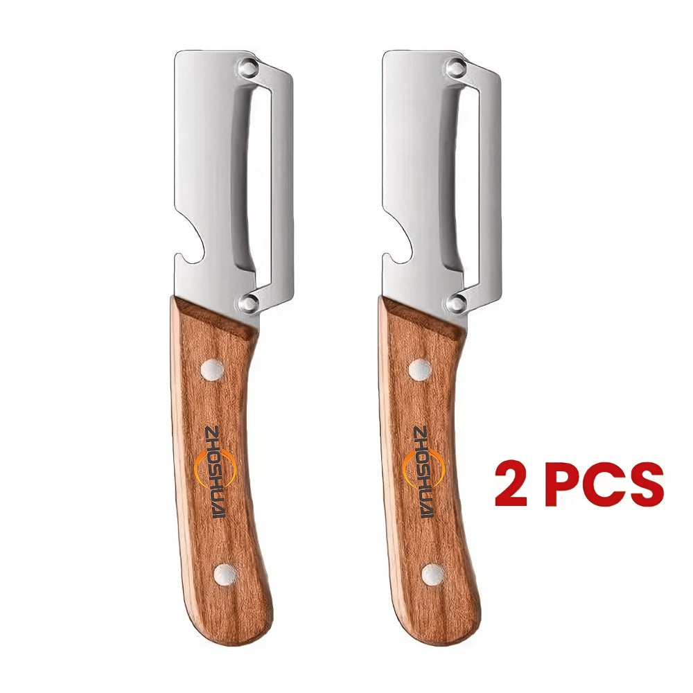 Fruit Peeling Knife Set 2pcs ¨C Heavy Duty Stainless Steel Pineapple Eye Remover & Sugar Cane Rind Cutter, Multi-Purpose Kitchen Prep Tool for Home Canning, Fruit Platters & Gift Baskets