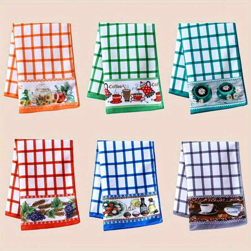 Holiday Kitchen Dish Towels Set of 6 - Colorful Printed Dishcloths Soft Absorbent Tea Towels for Kitchen Decor