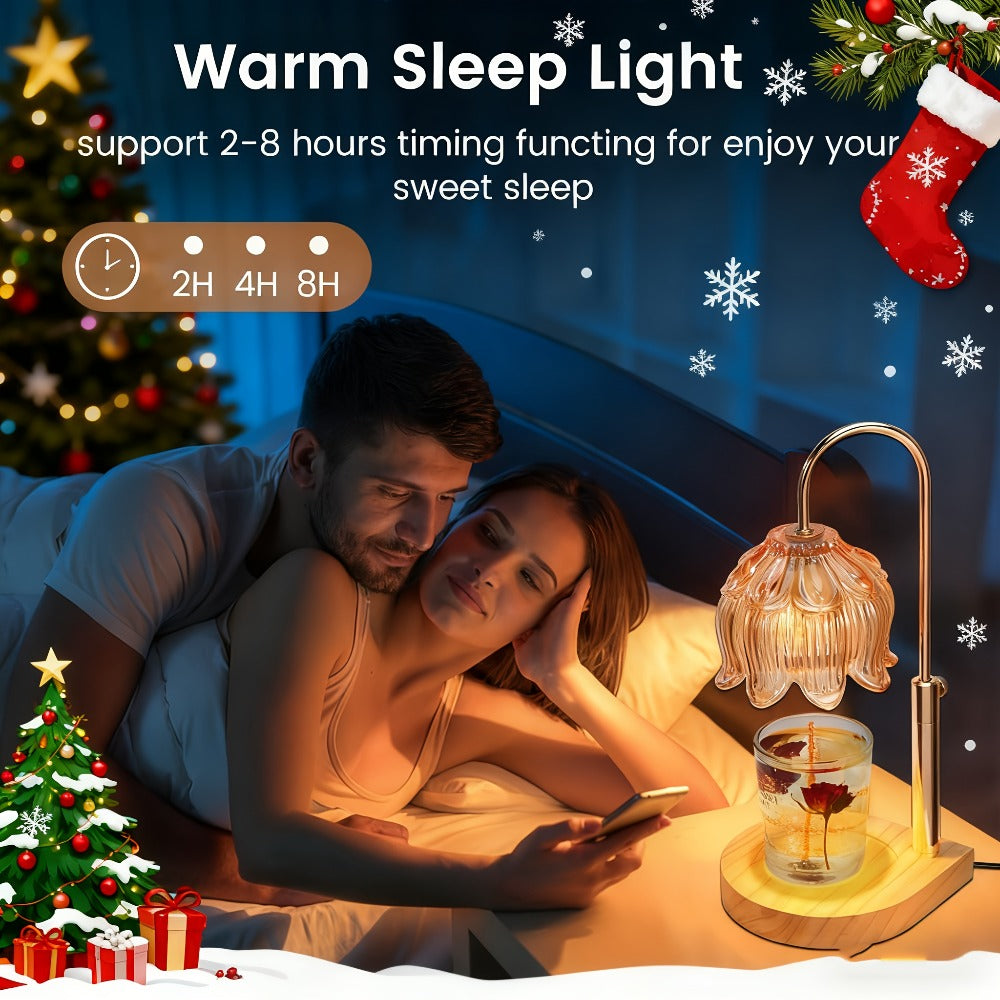 Candle Warmer Lamp Adjustable Height Dimmable Flameless Scented Wax Melt Vintage Iron Tabletop Light with Timer 120V Plug-In for Home Decor Bedroom Living Room Mother's Day Christmas Gift