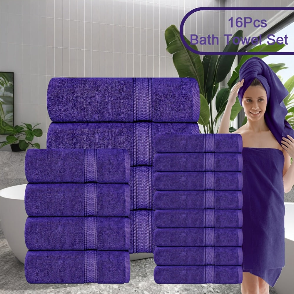 Luxury Soft Towel Set 8 or 16 Piece - Thickened Quick Dry Skin Friendly High Absorbency Bath Towels Hand Towels Washcloths | 13+ Colors | Home Hotel Travel Fitness Spa Gift Set