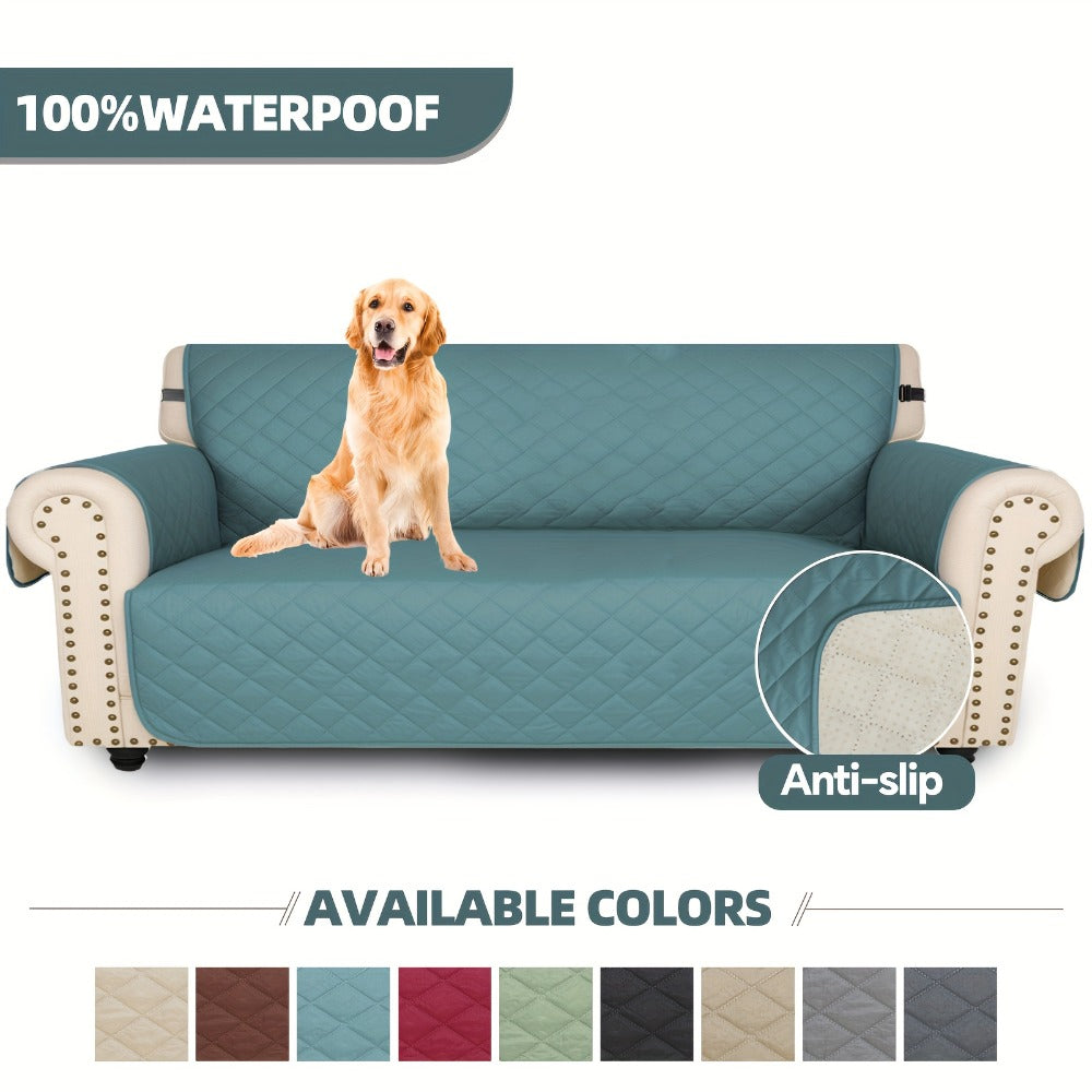 3pcs Waterproof Couch Covers for Pets Dogs - Non-Slip Quilted Microfiber Sofa Seat Covers with Side Pocket Machine Washable for 3 Cushion Sofa Living Room Office, 9 Colors