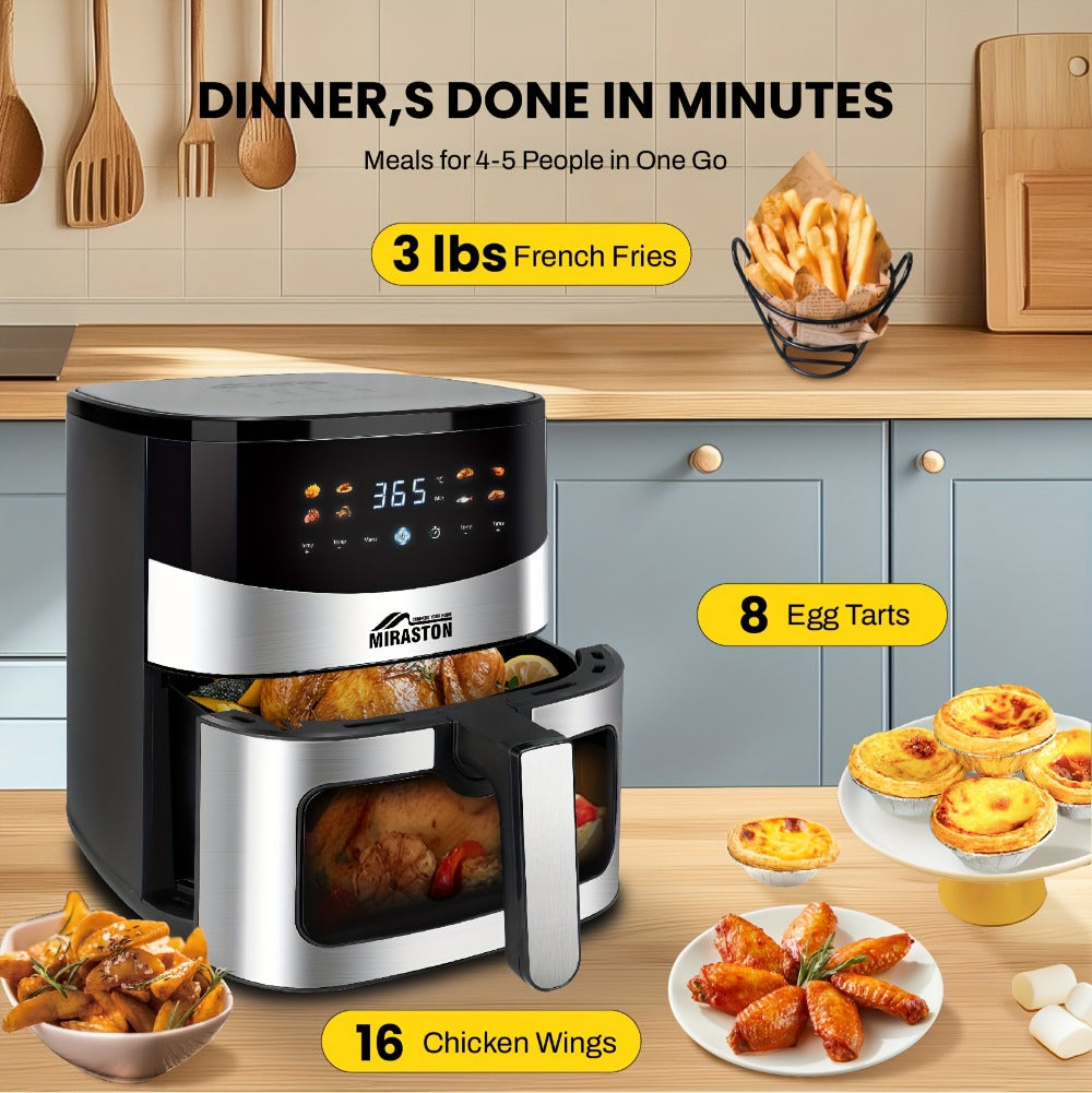 Air Fryer Smart Touch Screen ¨C 2.8QT & 6.5QT with Color Icons, Viewable Window, 8 Preset Recipes & Manual Adjustments, Dishwasher-Safe Basket for Family Meals & Party Cooking