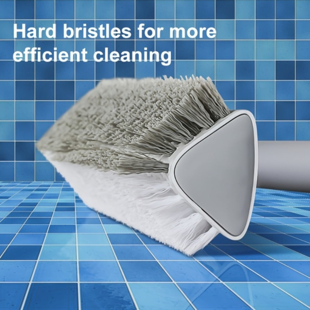 Cleaning Brush with Long Handle 180¡ã Rotating Double-Sided Stiff Bristles Floor Scrub Brush for Bathroom Kitchen Patio Tile Shower Outdoor Heavy Duty Multi-Purpose Scrubber with Stainless Steel Handle
