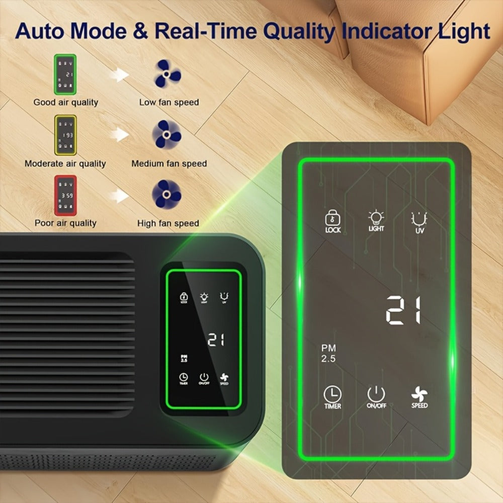 Large Area Air Purifier Covers 1095ft2 with Air Quality Display Timer for Bedroom Living Room Indoor Home Office Multiple Colors