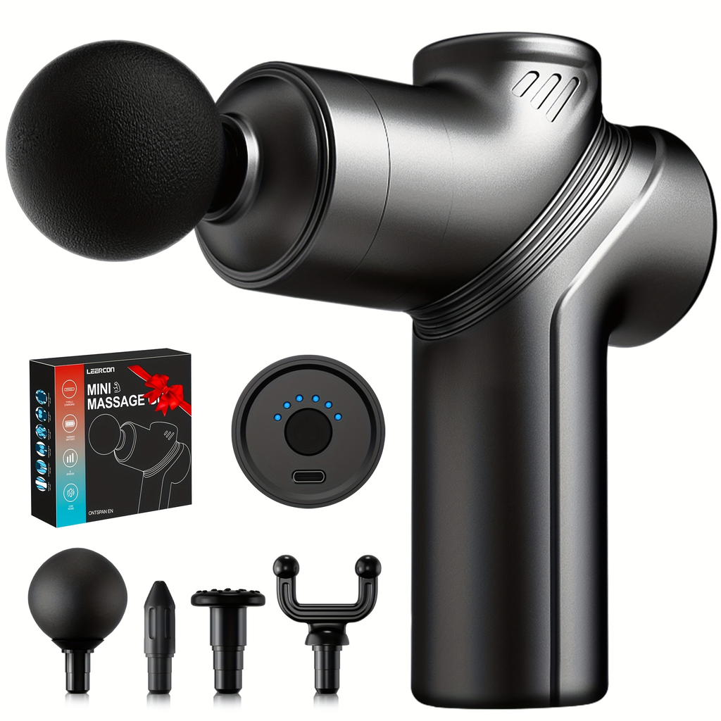 Massage Gun Deep Tissue Percussion Massager ¨C Portable Handheld Electric Body Massager with 4/8 Heads & 6 Speed Settings for Muscle Relaxation & Post-Workout Recovery