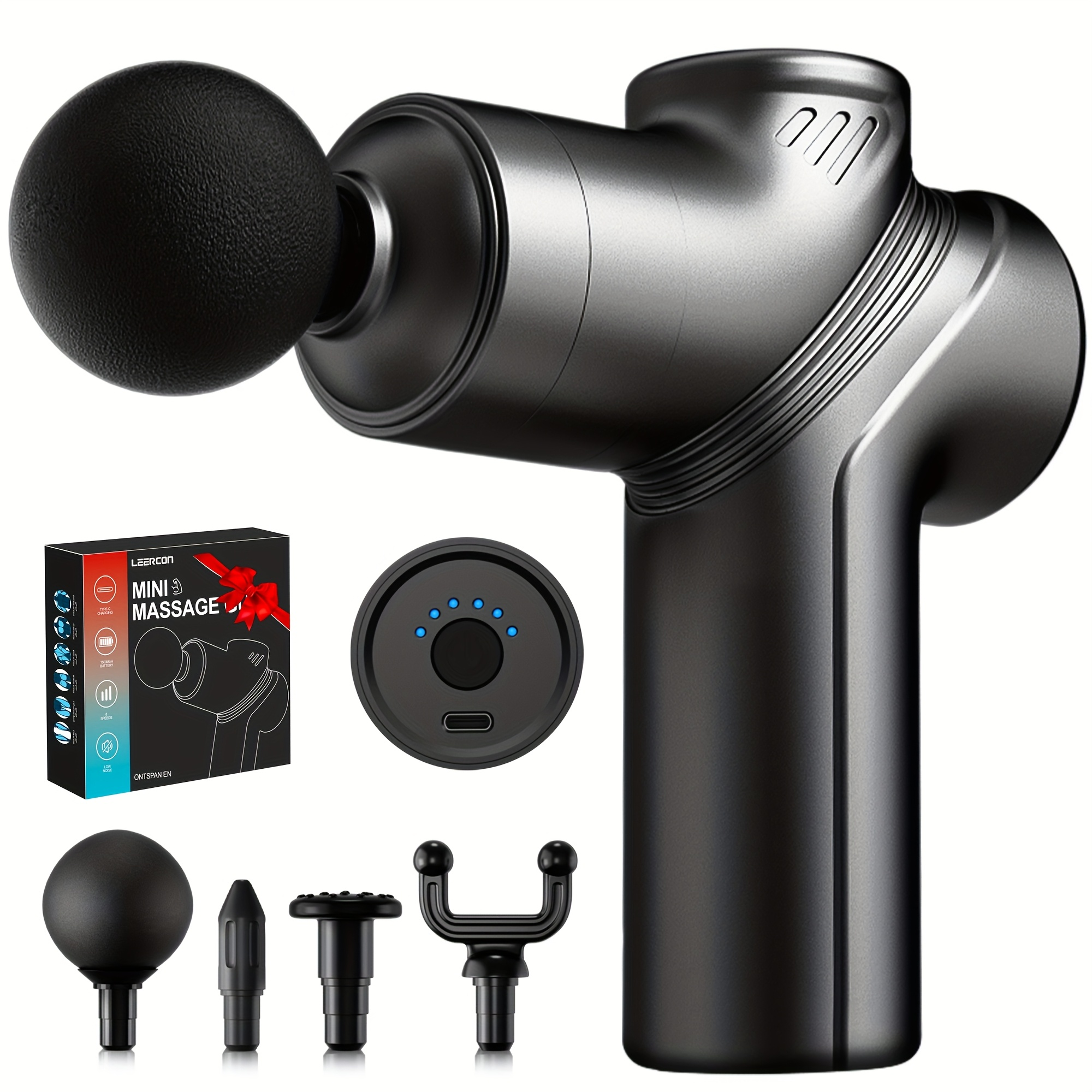 Massage Gun Deep Tissue Percussion Massager ¨C Portable Handheld Electric Body Massager with 4/8 Heads & 6 Speed Settings for Muscle Relaxation & Post-Workout Recovery