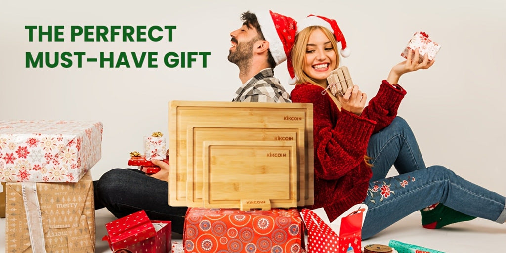 Bamboo Cutting Board Set 4pcs with Rack Juice Groove Knife Friendly Oversized Kitchen Chopping Boards for Meat Vegetables Fruit Multifunctional Gift for Family