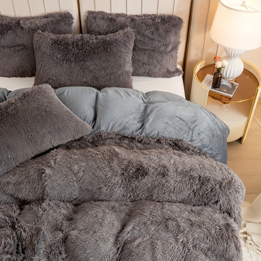 Plush Duvet Cover 100% Polyester Soft Warm Zipper Closure Cozy Bedroom Bedding Twin Full Queen King Solid Tie Dye 14 Colors for Bedroom Guest Room Dorm