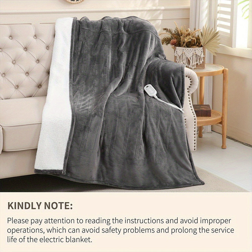 Electric Blanket with Temperature Control and Timer ¨C Extra Large Flannel Heated Blanket, 8 Levels 10-Hour Auto-Off, Machine Washable, PTC+NTC Overheat Protection, Throw Twin Full Queen King