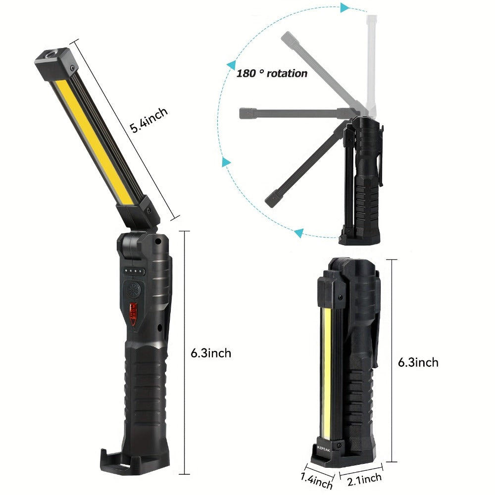 COB LED Work Light Magnetic Base Rechargeable USB 20000 Lumens 7 Modes 180¡ã Rotation Portable Hanging Flashlight with Built-in Battery Power Bank Function for Workshop Garage Car Repair 1/2/4 Pack