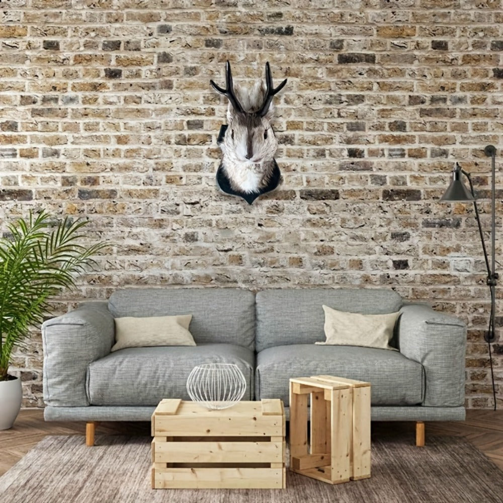 Jackalope Wall Mount Faux Taxidermy Rabbit Head with Antlers - Whimsical 3D Resin Animal Wall Art for Home, Living Room & Office Decor | Retro Fauxidermy Gift for Birthday, Housewarming & Christmas