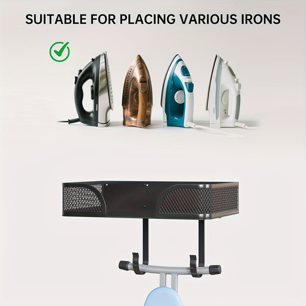 Iron Storage Rack Wall Mounted Heavy Duty Carbon Steel Heat Resistant Ironing Board Holder Space Saving Vertical Horizontal for Iron Steamer Laundry Room