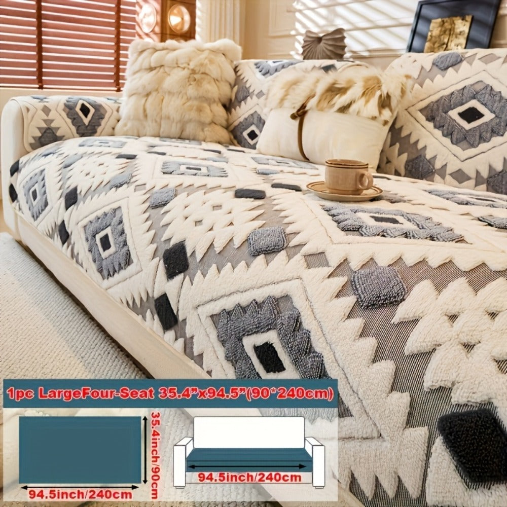 Thick Plush Sofa Cover Non-Slip Pet Friendly Machine Washable Couch Slipcover Furniture Protector for Living Room Bedroom Office Armrest to 4-Seat Multiple Colors