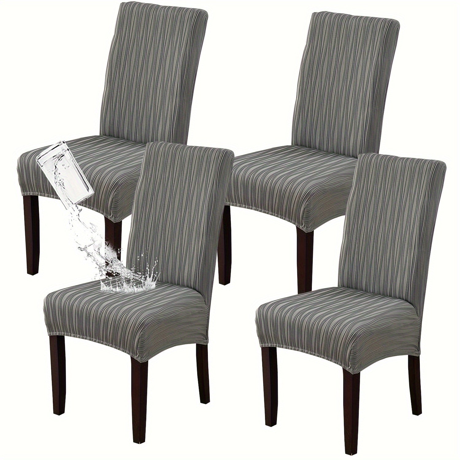 Dining Chair Covers Stretch Slipcovers Set of 4 or 6, Stain Resistant Removable Washable Chair Protector for Home Kitchen Restaurant Wedding, Spandex Jacquard Fabric, 7 Colors Available