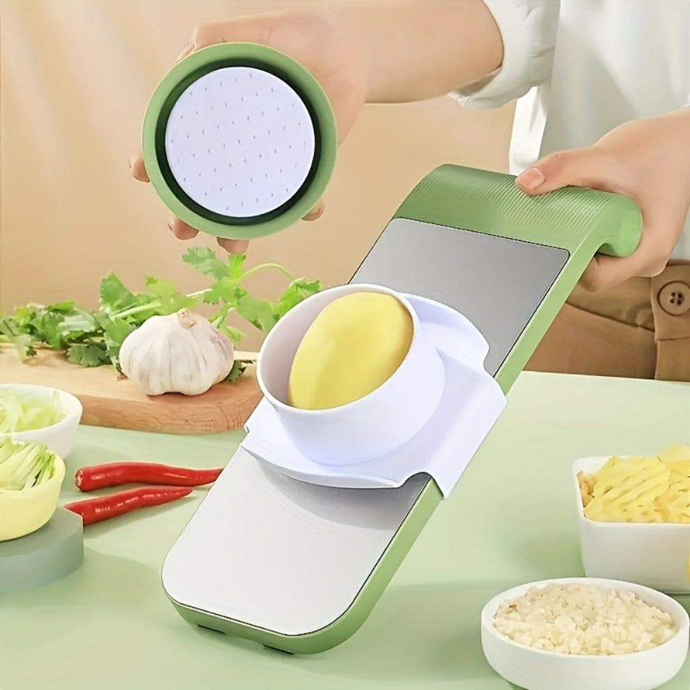 Mandoline Slicer 6-in-1 Vegetable Slicer Set with Interchangeable Blades - Stainless Steel Manual Julienne Grater Spiralizer Kitchen Tool for Potatoes Carrots Cucumbers with Safety Holder