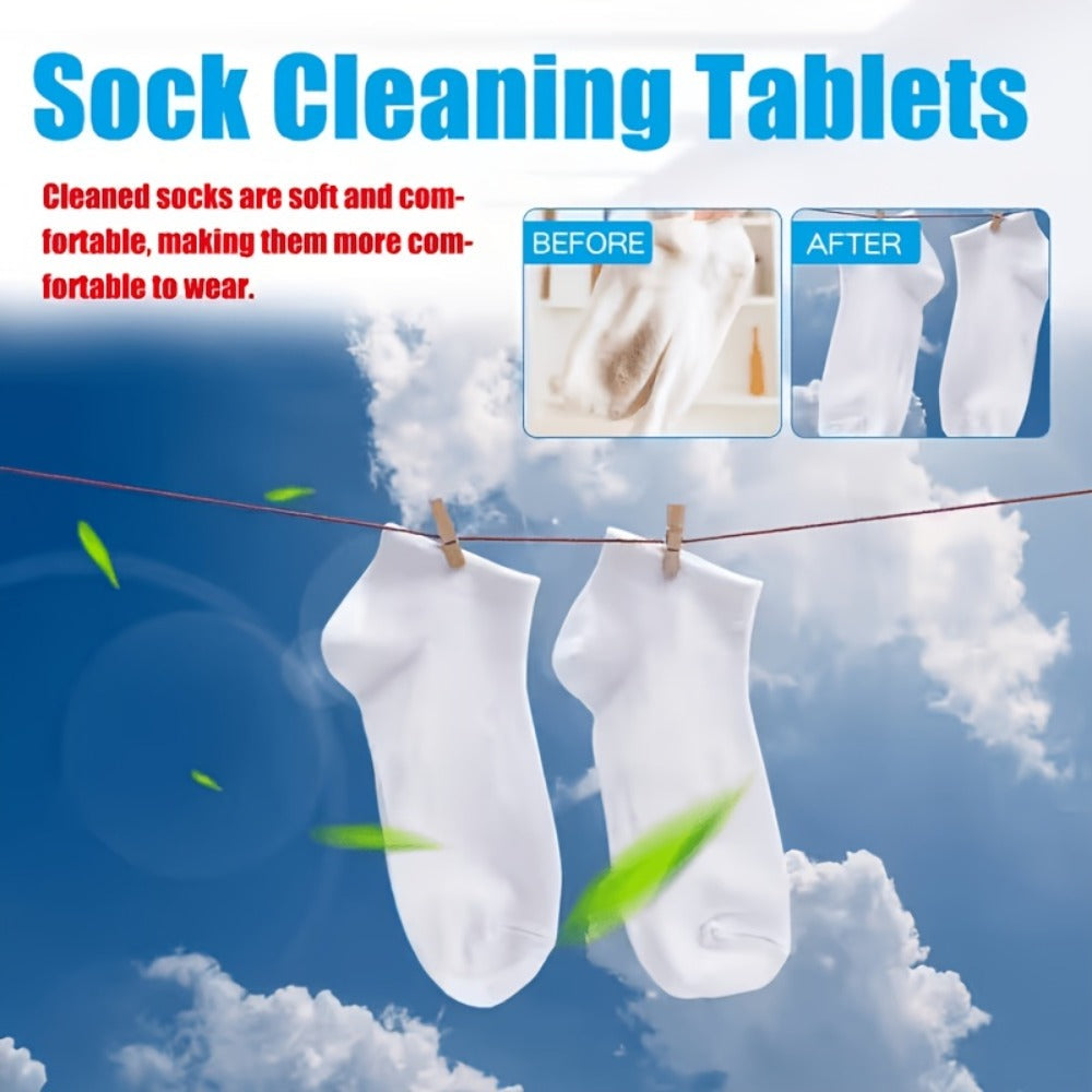 Sock Cleaning Tablets Deep Penetration Odor Neutralization Sweat Stain Remover 12 Tablets No Scrubbing Laundry Soaking Effervescent