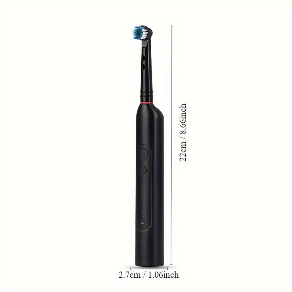 IPX7 Waterproof Electric Toothbrush with 8 Brush Heads & Travel Case ¨C 3 Rotating Cleaning Modes, USB Type-C Fast Charge, Shower-Safe Sonic Toothbrush for Adults, Black & White
