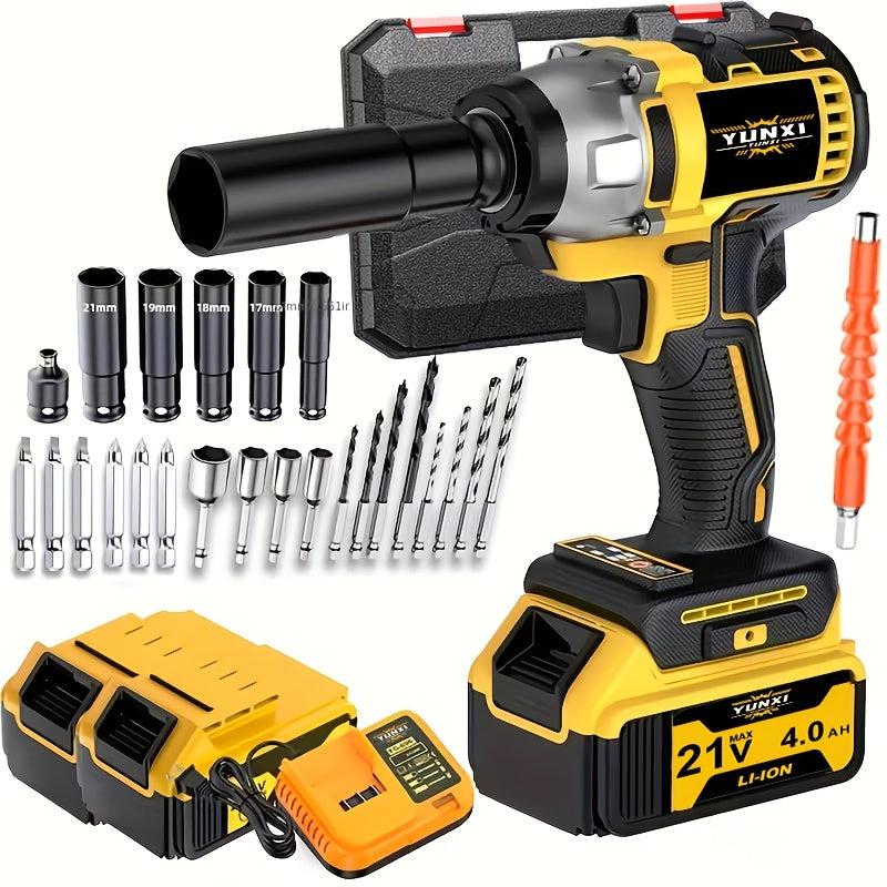 21V Cordless Impact Wrench Kit High Torque Brushless with 4000mAh Rechargeable Battery ¨C Wireless Power Wrench Driver for Car Motorcycle Repair, DIY Home Projects, Gift for Mechanics & Men