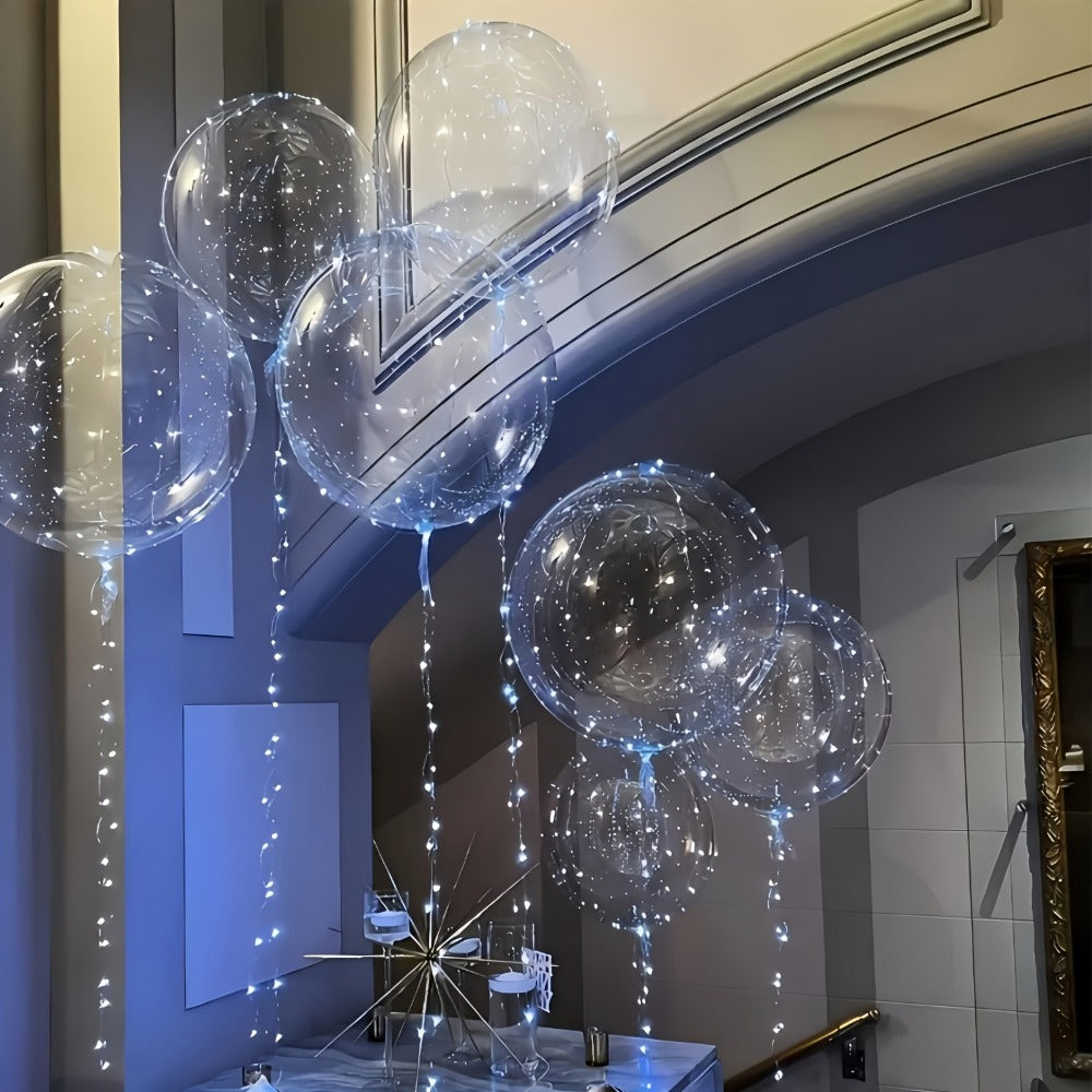LED Bubble Balloon Set 40 Pack (20 Balloons + 20 LED Lights) for Birthday Wedding Christmas Halloween Party Decoration ¨C White & Yellow, Helium Compatible, Battery Not Included