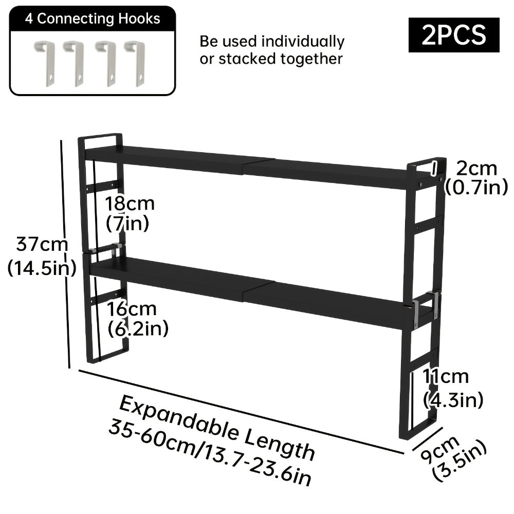 Narrow Shelf Organizer for Kitchen Bathroom Windowsill ¨C Slim Adjustable Stackable Rack for Small Spaces, Counter Top, Window Plant Stand, Tall Thin Storage Shelving Unit