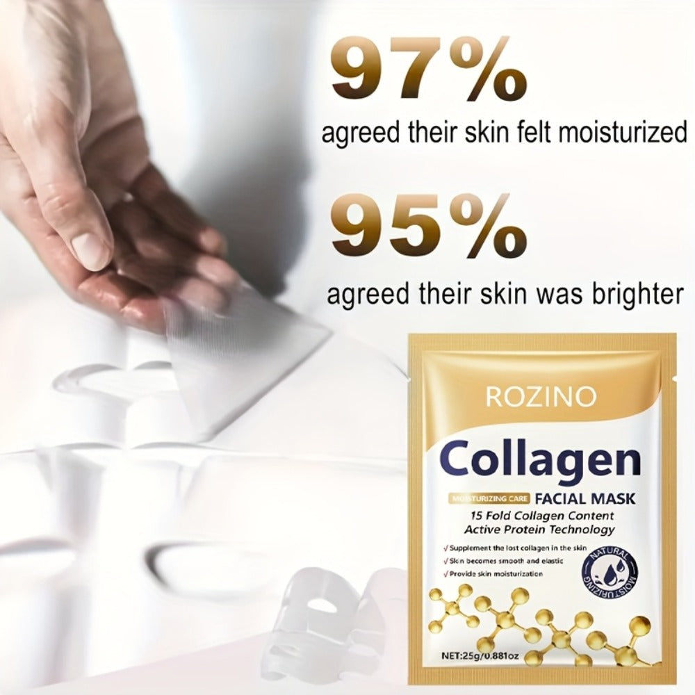 Bio-Collagen Powerful Moisturizing Face Mask Set 20pcs | Deep Hydration Anti-Aging Skincare for Dry Dull Sagging Skin | Facial Masks for Men and Women