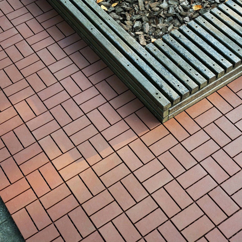 Interlocking Deck Tiles 44-Pack 12¡±x12¡± Waterproof Outdoor Patio Tiles ¨C All-Weather PP Material, High Load-Bearing, Easy Snap-Lock Install, Grid Pattern Flooring for Poolside, Balcony, Backyard, Patio & Bathroom