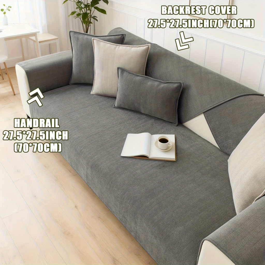 Chenille Ribbed Sofa Cover - Pet Friendly Non-Slip Machine Washable Soft Stretch Slipcover for 1-4 Seater Sectional Sofa Living Room Bedroom Office, 9 Colors