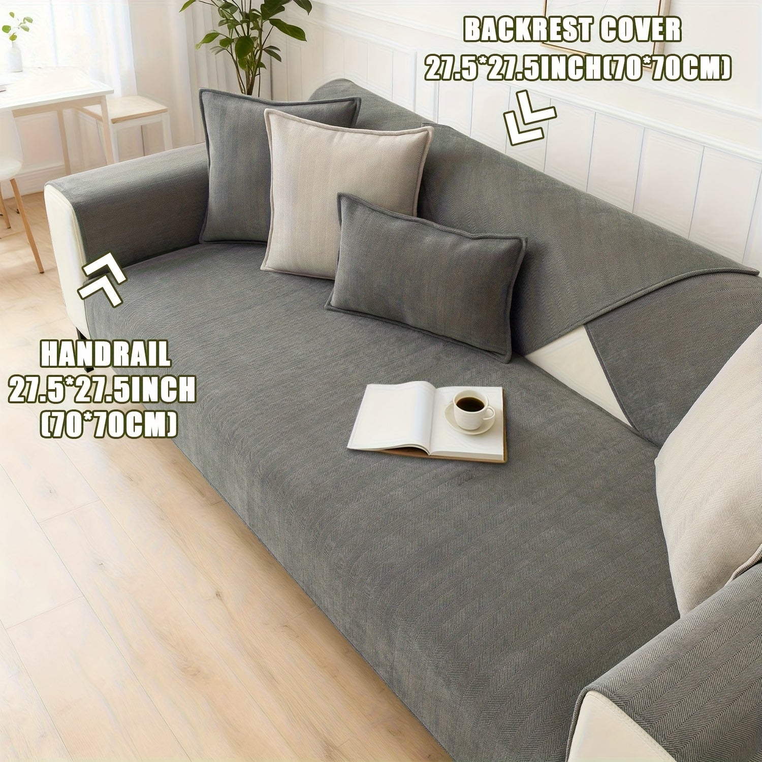 Chenille Ribbed Sofa Cover - Pet Friendly Non-Slip Machine Washable Soft Stretch Slipcover for 1-4 Seater Sectional Sofa Living Room Bedroom Office, 9 Colors