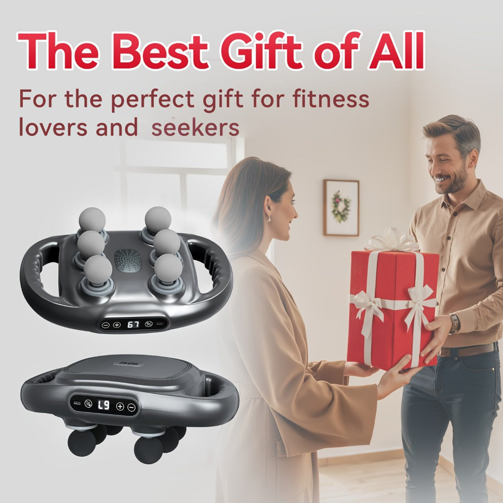 Tapping Massage Gun with 6 Interchangeable Heads ¨C USB Rechargeable Handheld Deep Tissue Vibration Massager for Back, Neck, Shoulders, Legs & Full Body Muscle Relaxation, Professional Home Massager