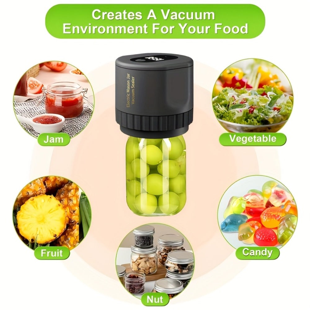 Electric Mason Jar Vacuum Sealer Kit with Sealing Lids Wide Mouth Regular Mouth Compatible Automatic Food Preservation Vacuum Sealing System