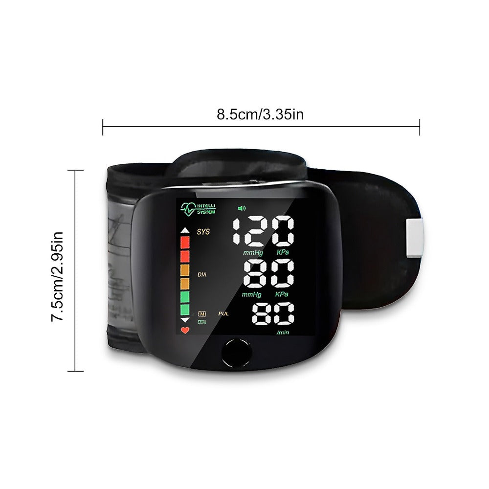 Wrist Blood Pressure Monitor with Large LCD Display ¨C Portable Digital BP Machine with Adjustable Cuff, Pulse Rate Detection & One-Button Operation for Home Use