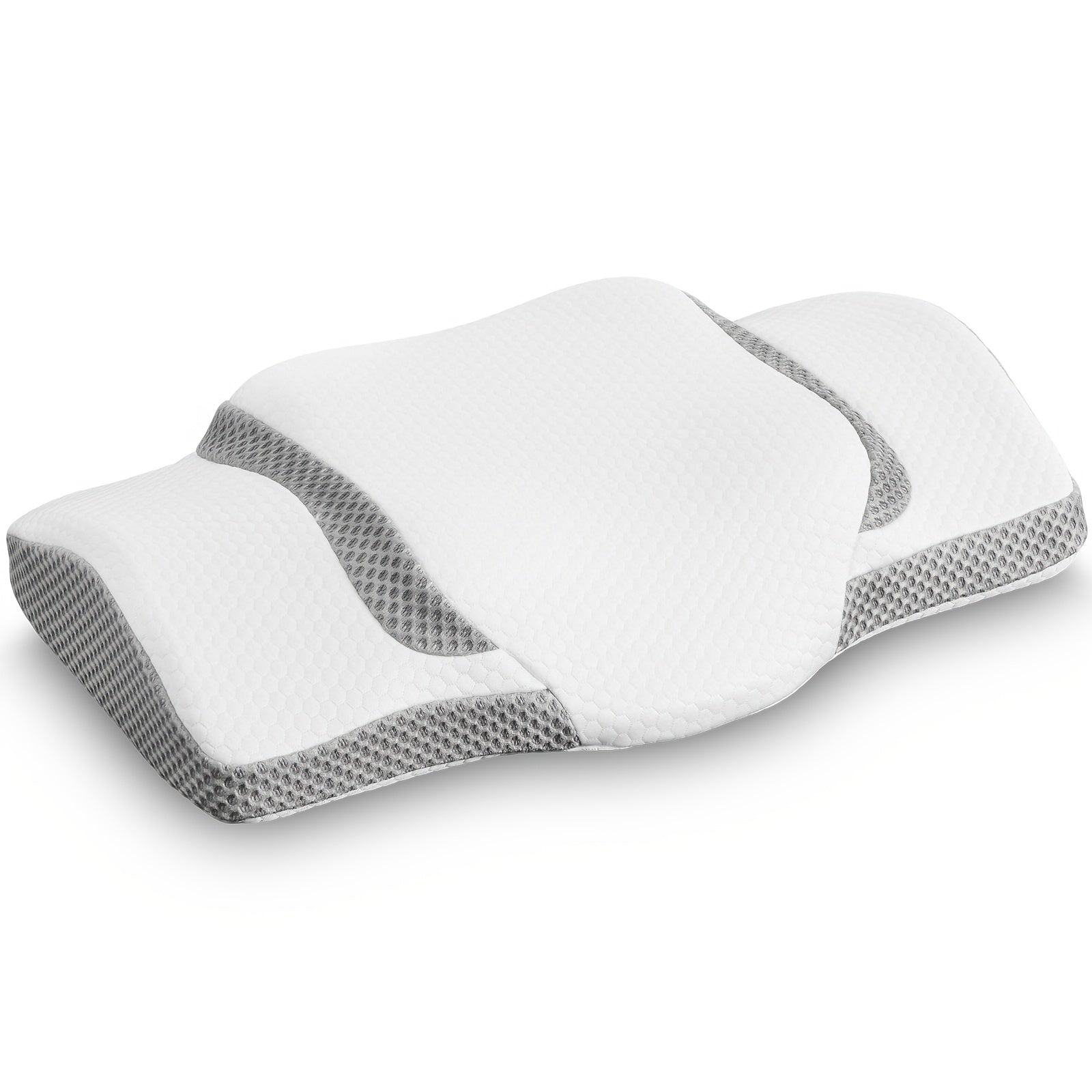 Memory Foam Cervical Pillow Ergonomic Contour Neck Support Orthopedic Bed Pillow for Side Back Stomach Sleepers with Cooling Pillowcase Queen King
