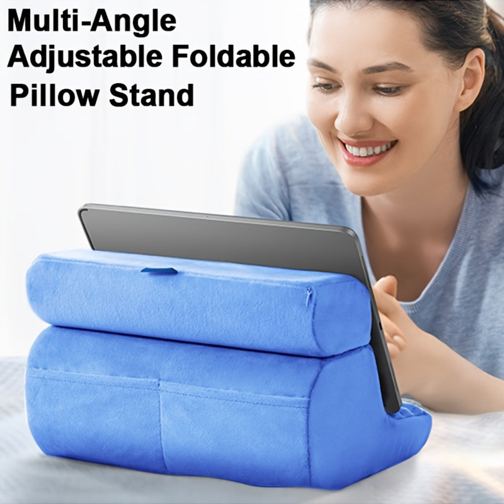 Tablet Pillow Stand Lap Bed Holder ¨C Hands-Free Viewing, Foldable, Washable Cover, Fits iPad iPhone E-Reader