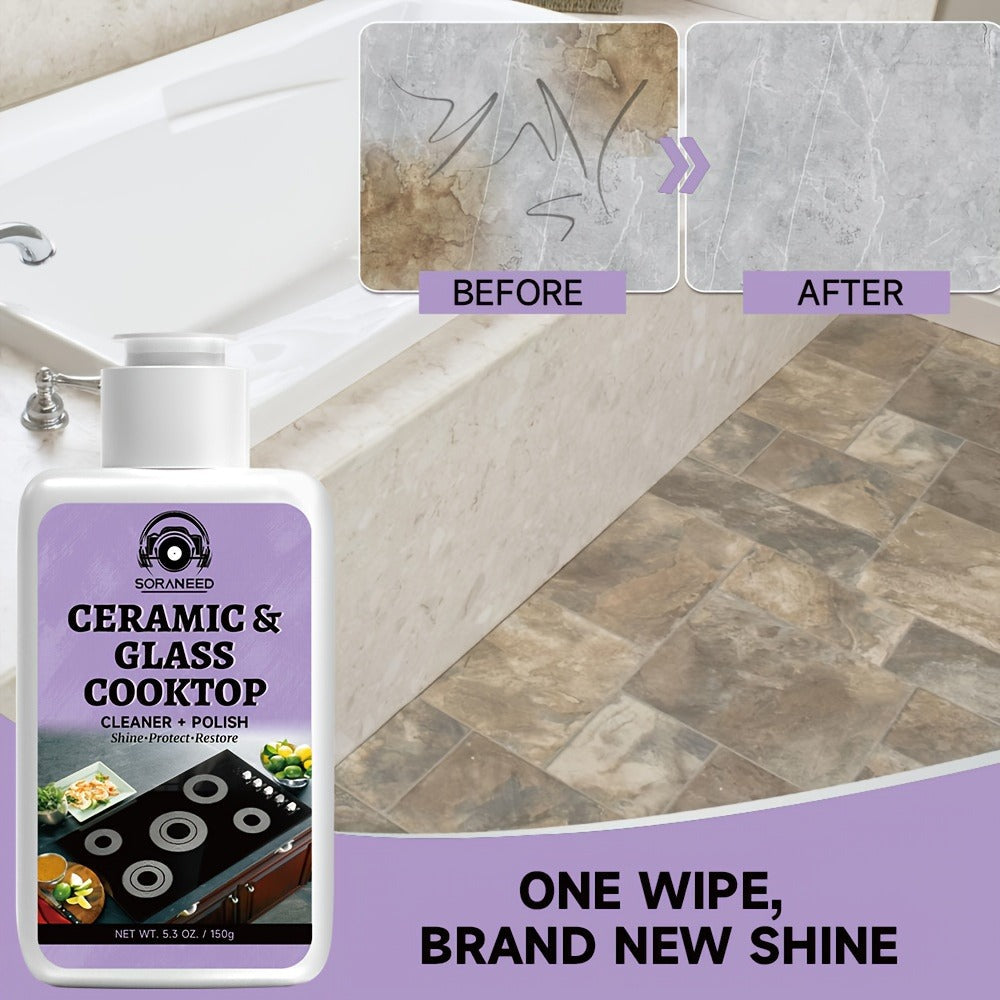 Ceramic Stovetop Cleaner Cream ¨C Heavy Duty Glass Stove Top Cleaning Paste, Removes Burnt-On Grease & Stains, Non-Scratch, Non-Toxic, No Harsh Fumes, Safe for Induction & Electric Cooktops