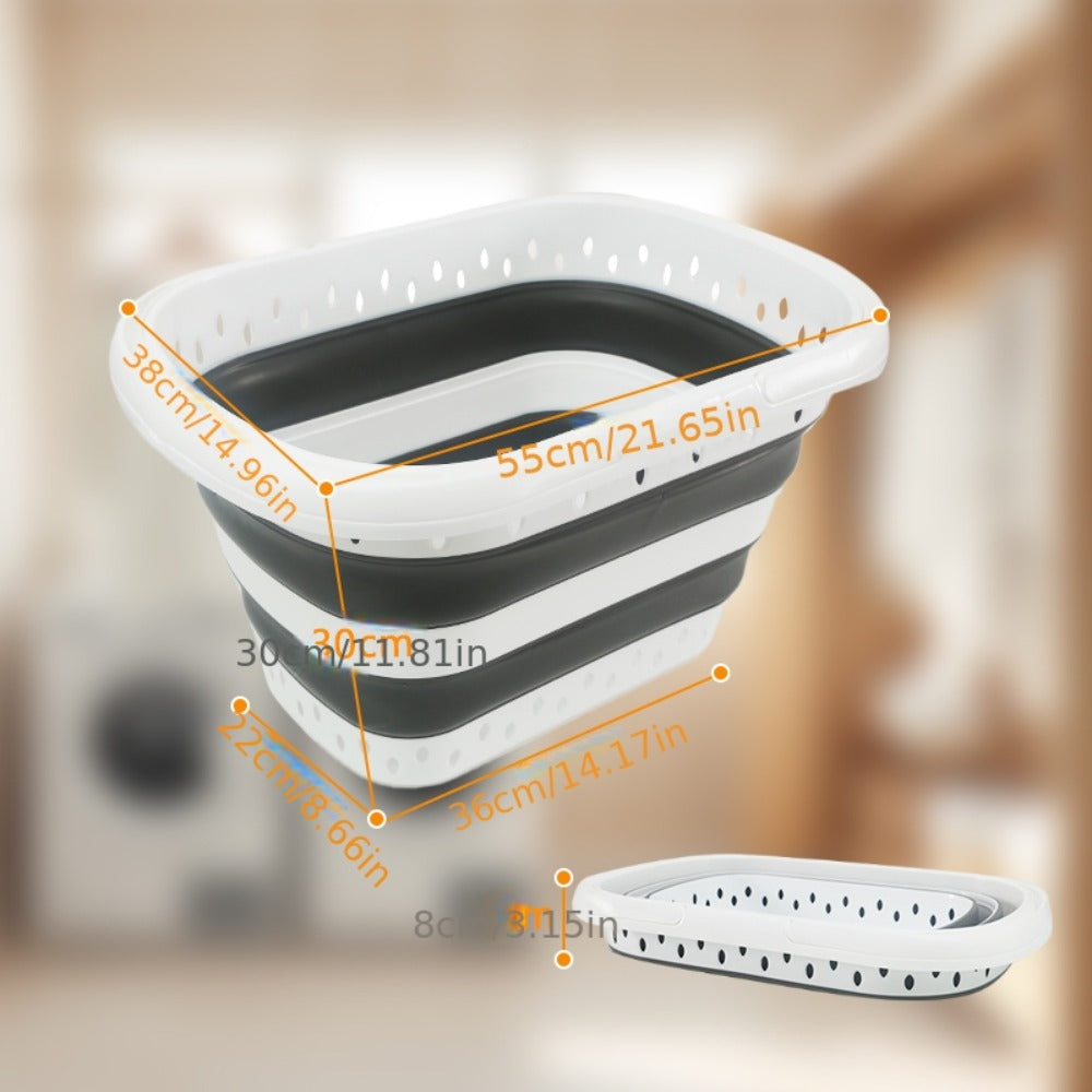 Collapsible Laundry Basket 16 Gallon with Handles ¨C Foldable Plastic Laundry Hamper, Space-Saving Portable Dirty Clothes Basket for Bathroom, Bedroom & Laundry Room