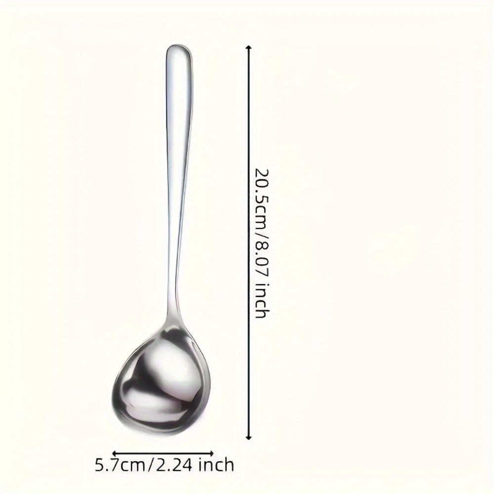 304 Stainless Steel Long Handle Soup Spoons Set | Hot Pot Spoon for Soup Porridge Restaurant Kitchen