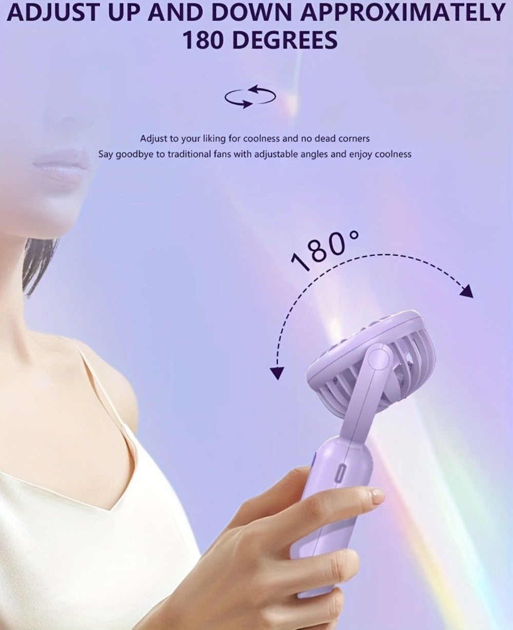 Handheld Fan Mini USB-C Rechargeable 3 Speed 180 Degree Adjustable Portable Personal Fan for Indoor Outdoor Travel Summer Cooling Gift 3 Pack 6 Pack Black Pink Purple