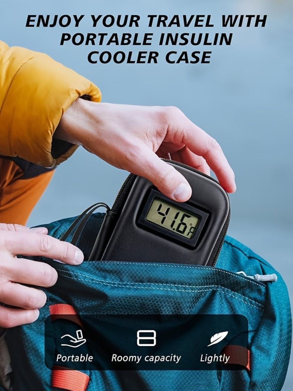 Insulin Cooler Travel Case with Temperature Display ¨C Portable Diabetic Medication Bag with 2 TSA Approved Ice Packs for Insulin Pens, Vials & Diabetic Supplies, Keeps Insulin Cold Up to 12 Hours