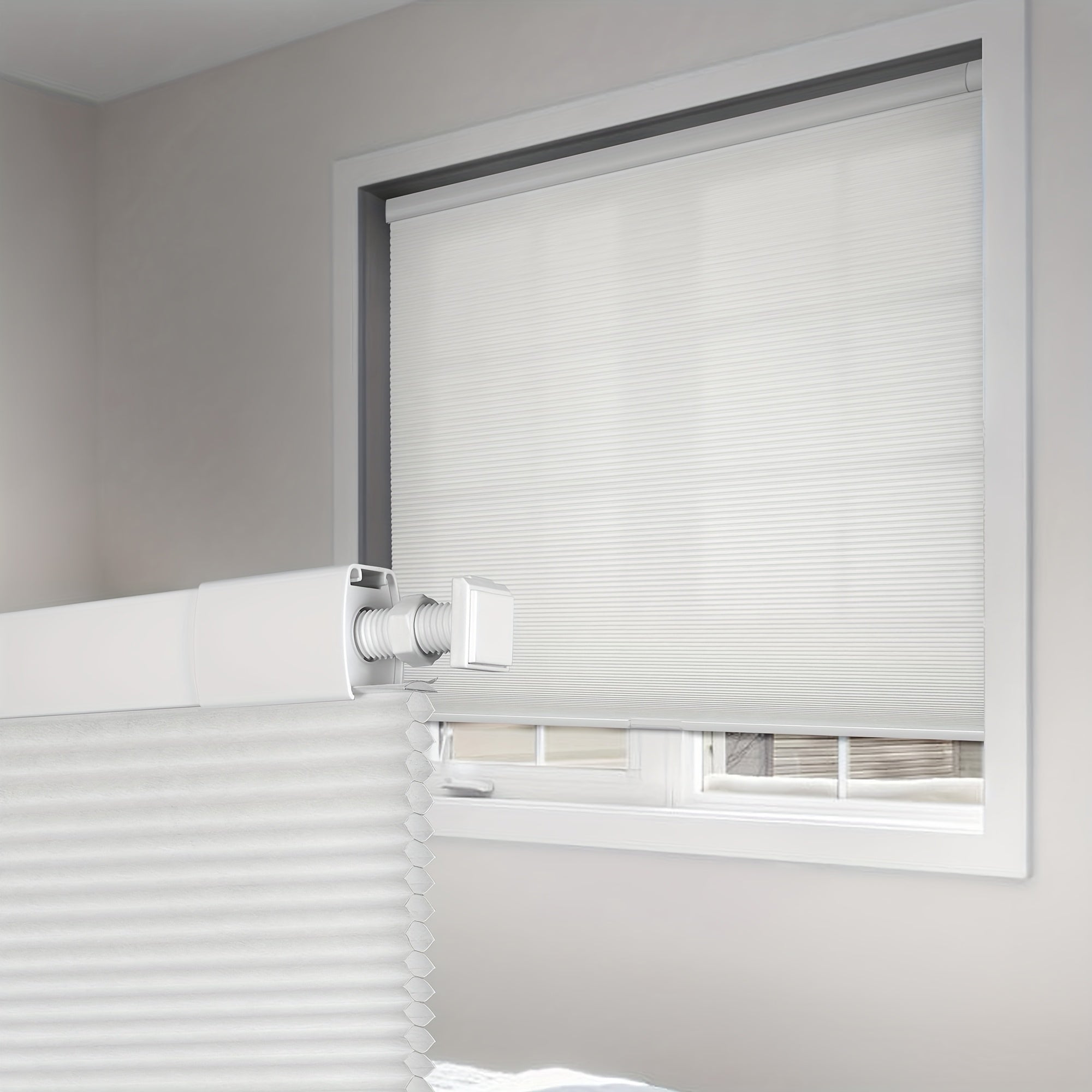 Cordless Honeycomb Cellular Shades No Drill No Tools Install - Color-Matched Blackout & Light Filtering Window Blinds, 64 Inch Height, Custom Width 21¡±-46¡±, Energy Efficient Room Darkening Shades